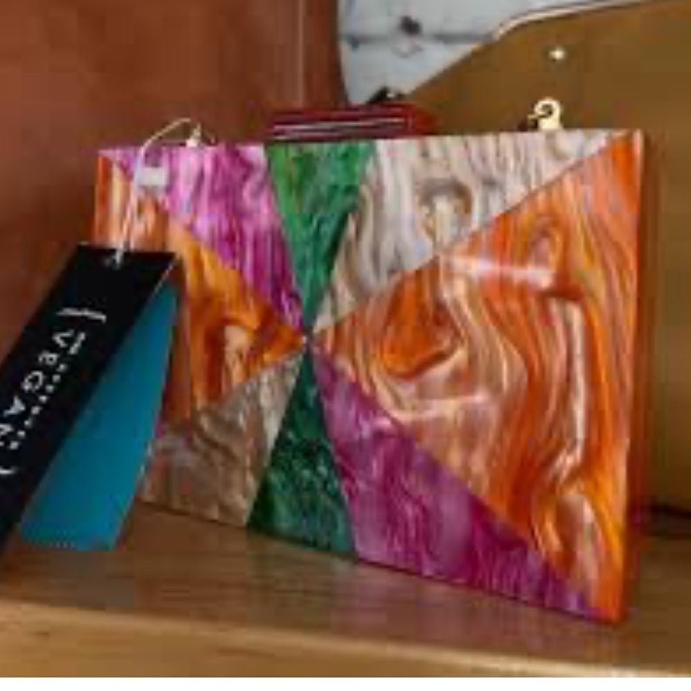 MULTI COLOR ACRYLIC EVENING COCKTAIL CLUTCH PURSE